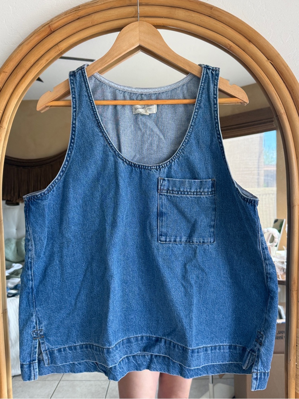 Universal Thread Denim Pocket Tank in Medium Blue